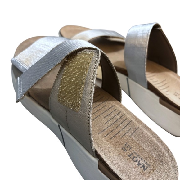 Naot Sandals Womens 11 Calliope Slide Double Strap Silver Metallic Wedge 42 Cork - Picture 5 of 9
